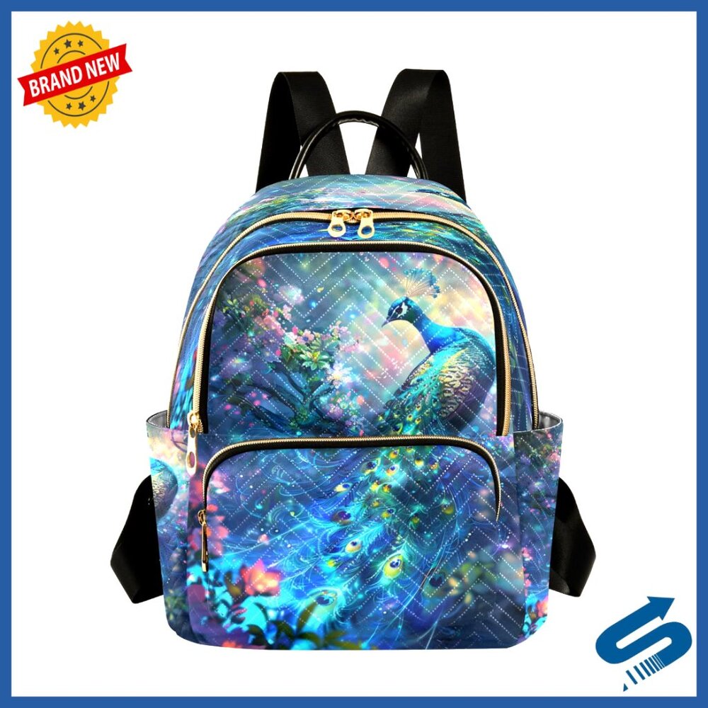 Quilted Wave Pattern Backpack Purse Lightweight T… - image 1